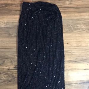 Italian black sequin midi skirt